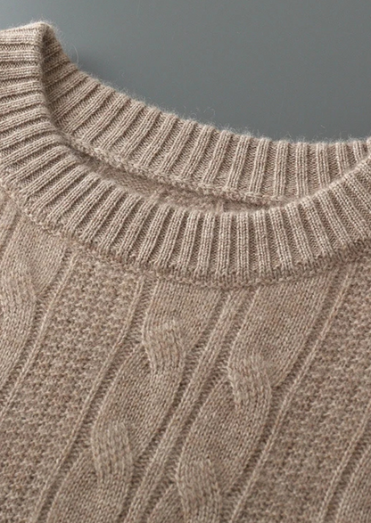 Pure Extra-Fine Merino Wool Cable Crewneck, view 5