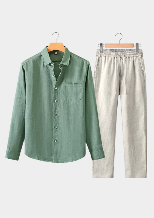 Aurelia Longsleeve Summer Set - Green/beige, view 1