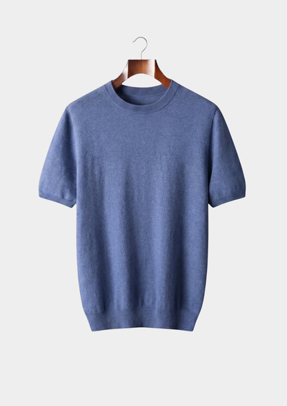 Premium Cashmere Classic Crewneck T-Shirt - Deep Atlantic, view 1