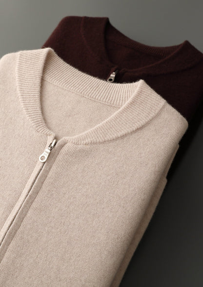 Pure Extra-Fine Merino Wool Essential Zip Cardigan, view 15