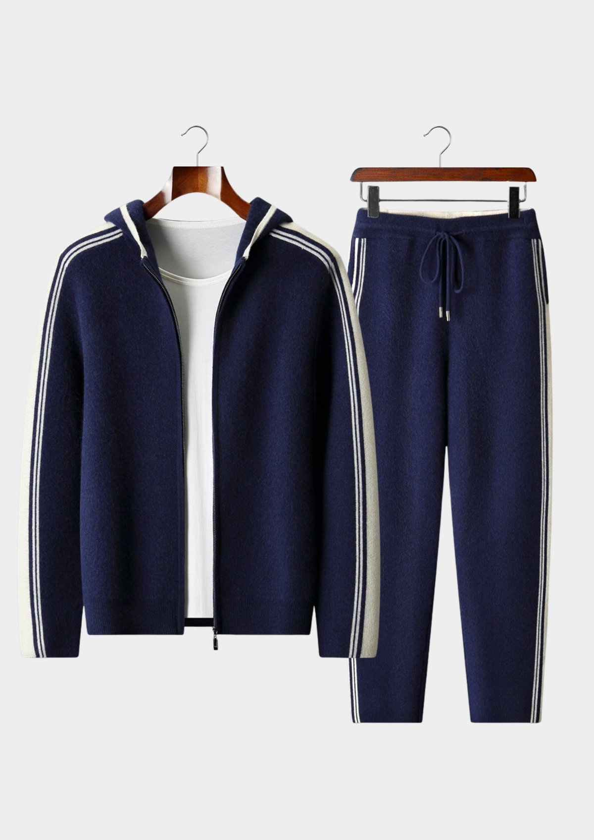 Pure Extra-Fine Merino Wool Navy Blue Damien Set, view 1