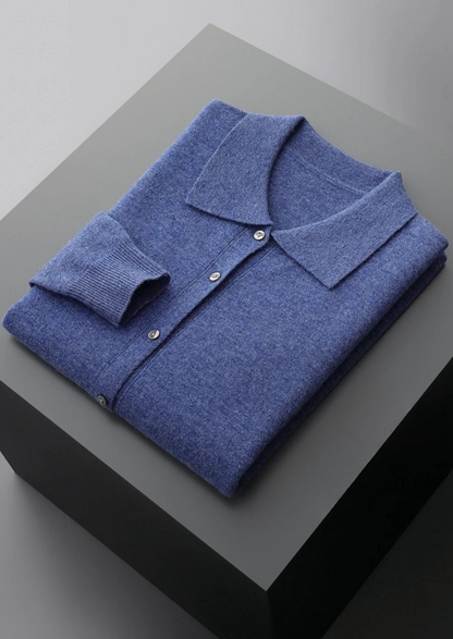 Pure Extra-Fine Merino Wool Polo Cardigan, view 14
