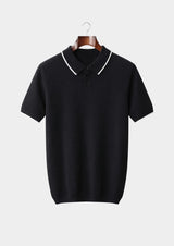 Polo bicolore premium en cachemire noir