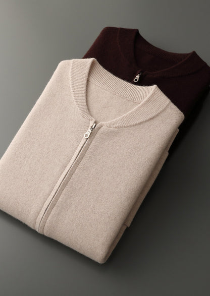 Pure Extra-Fine Merino Wool Essential Zip Cardigan, view 16