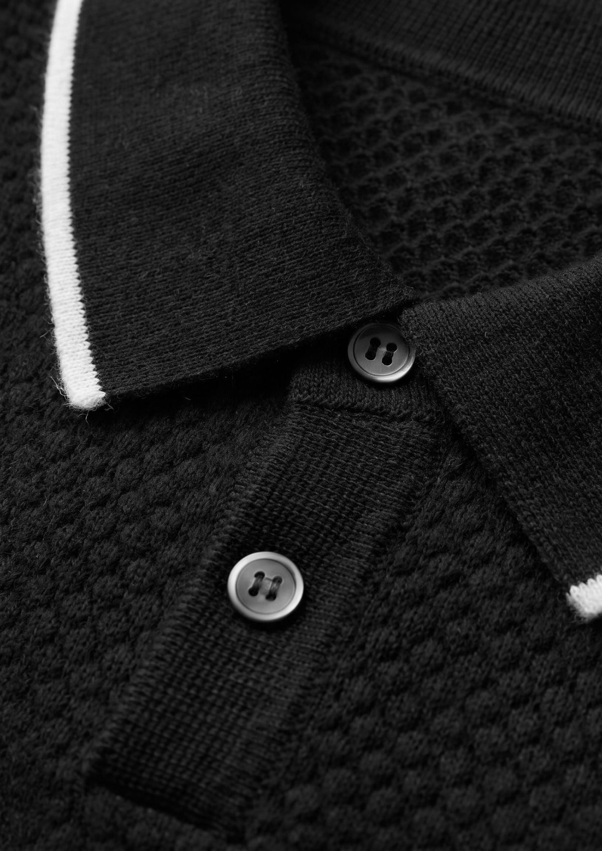 Premium Cashmere Black Two-Tone Polo, view 5