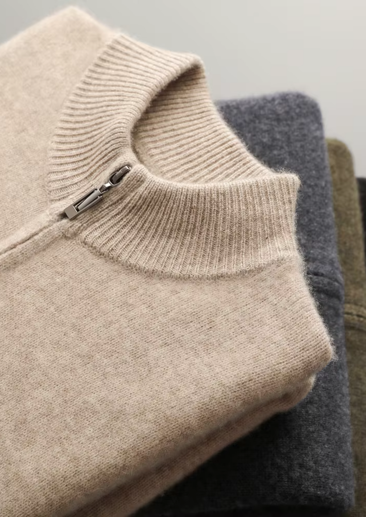 Pure Extra-Fine Merino Wool Zipper Cardigan, view 10