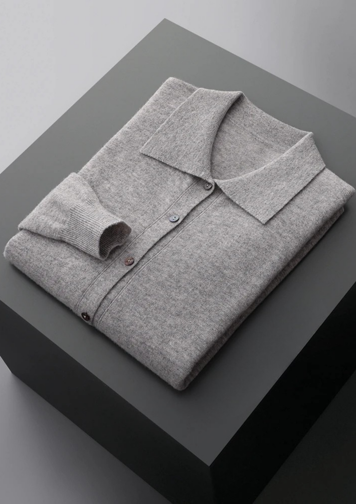 Pure Extra-Fine Merino Wool Polo Cardigan, view 3