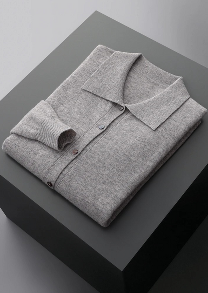 Pure Extra-Fine Merino Wool Polo Cardigan, view 3