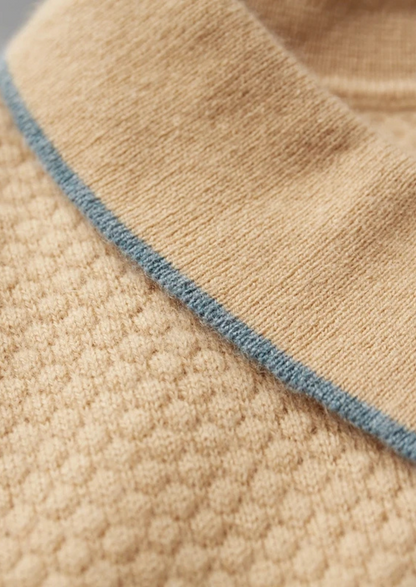 Premium Cashmere Mustard Two-Tone Polo, view 5