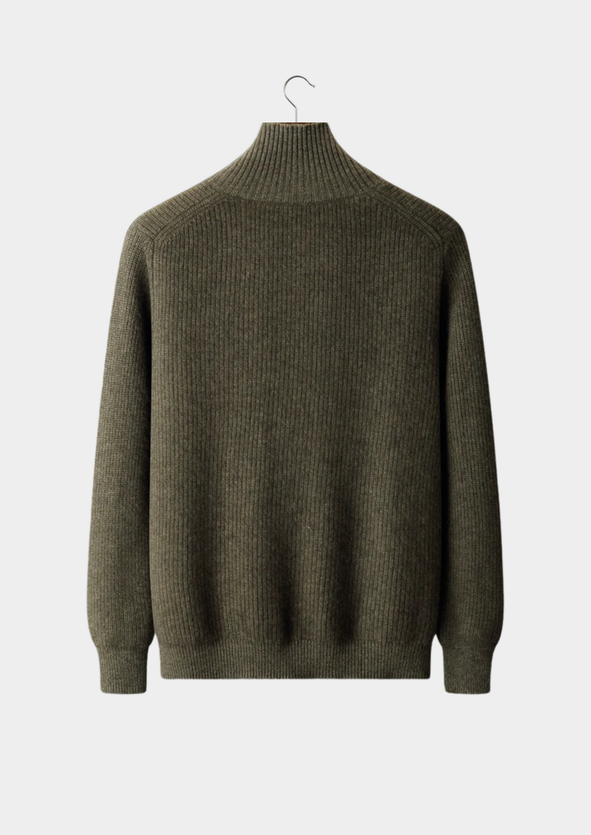 Premium Cashmere Ribbed High Collar Cardigan, view 2