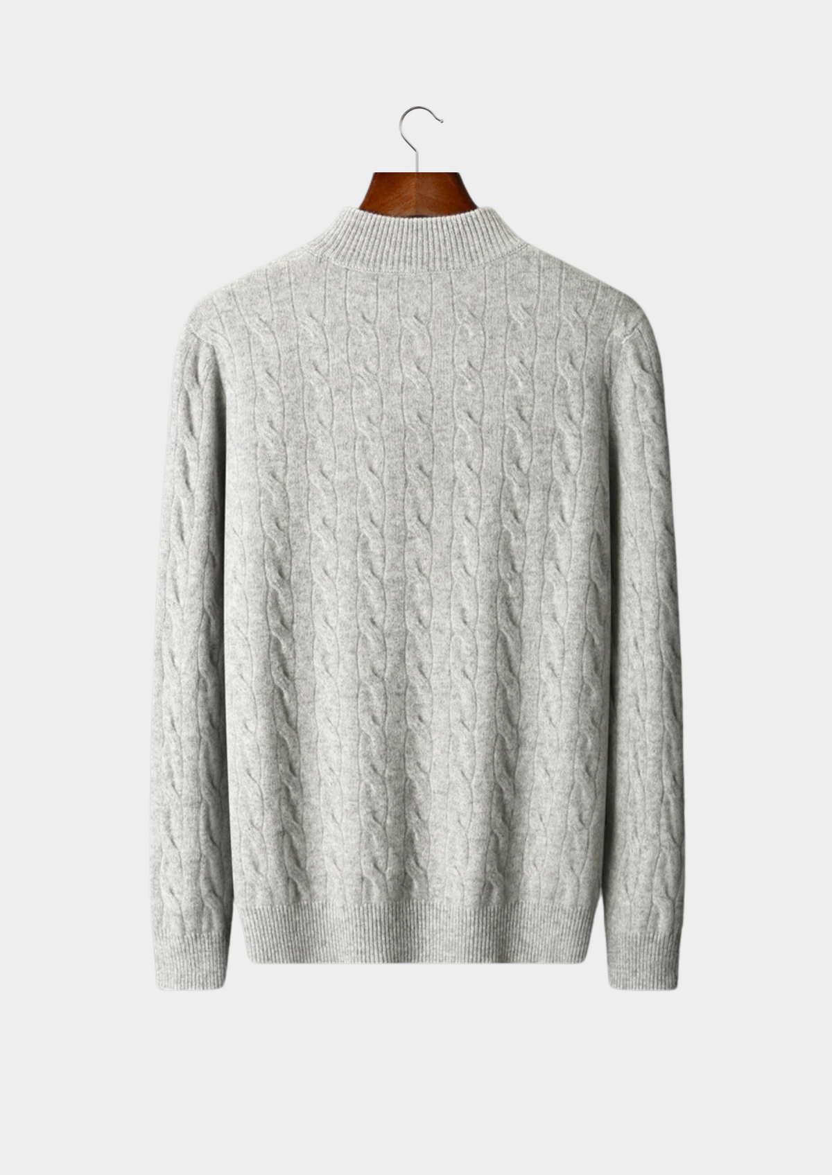Pure Extra-Fine Merino Wool Cable Half Zip, view 2