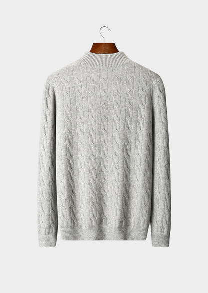 Pure Extra-Fine Merino Wool Cable Half Zip, view 2