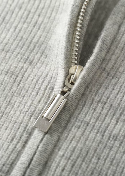 Pure Extra-Fine Merino Wool Ribbed Zip Hoodie, view 4