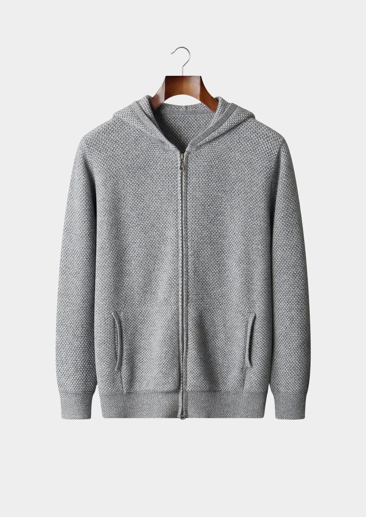 Pure Extra-Fine Merino Wool Jaquard Hoodie, view 1