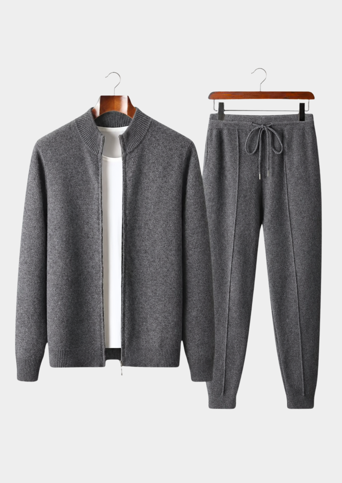 Pure Extra-Fine Merino Wool Dark Gray Luzzo Set, view 1