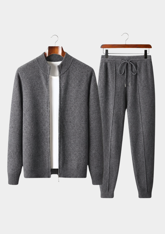 Pure Extra-Fine Merino Wool Dark Gray Luzzo Set, view 1