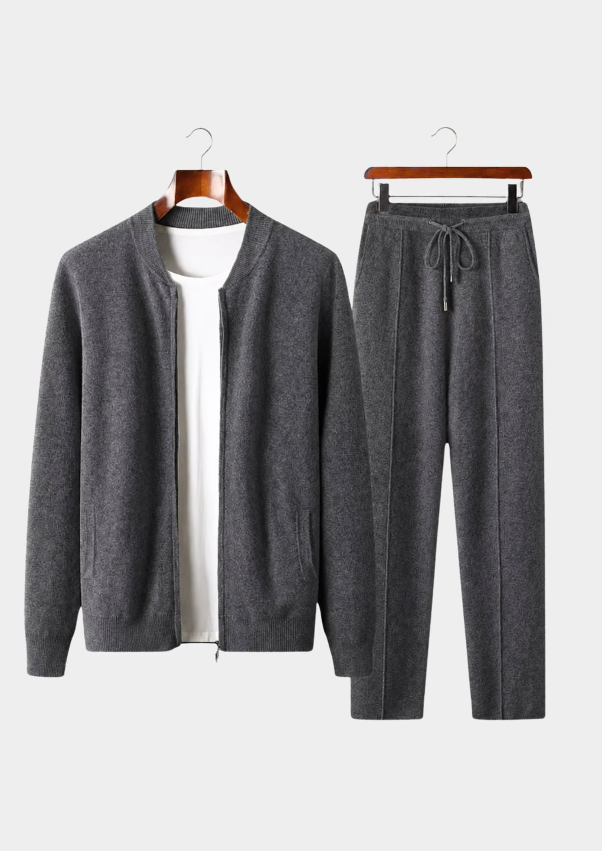 Pure Extra-Fine Merino Wool Dark Gray Falconi Set, view 1