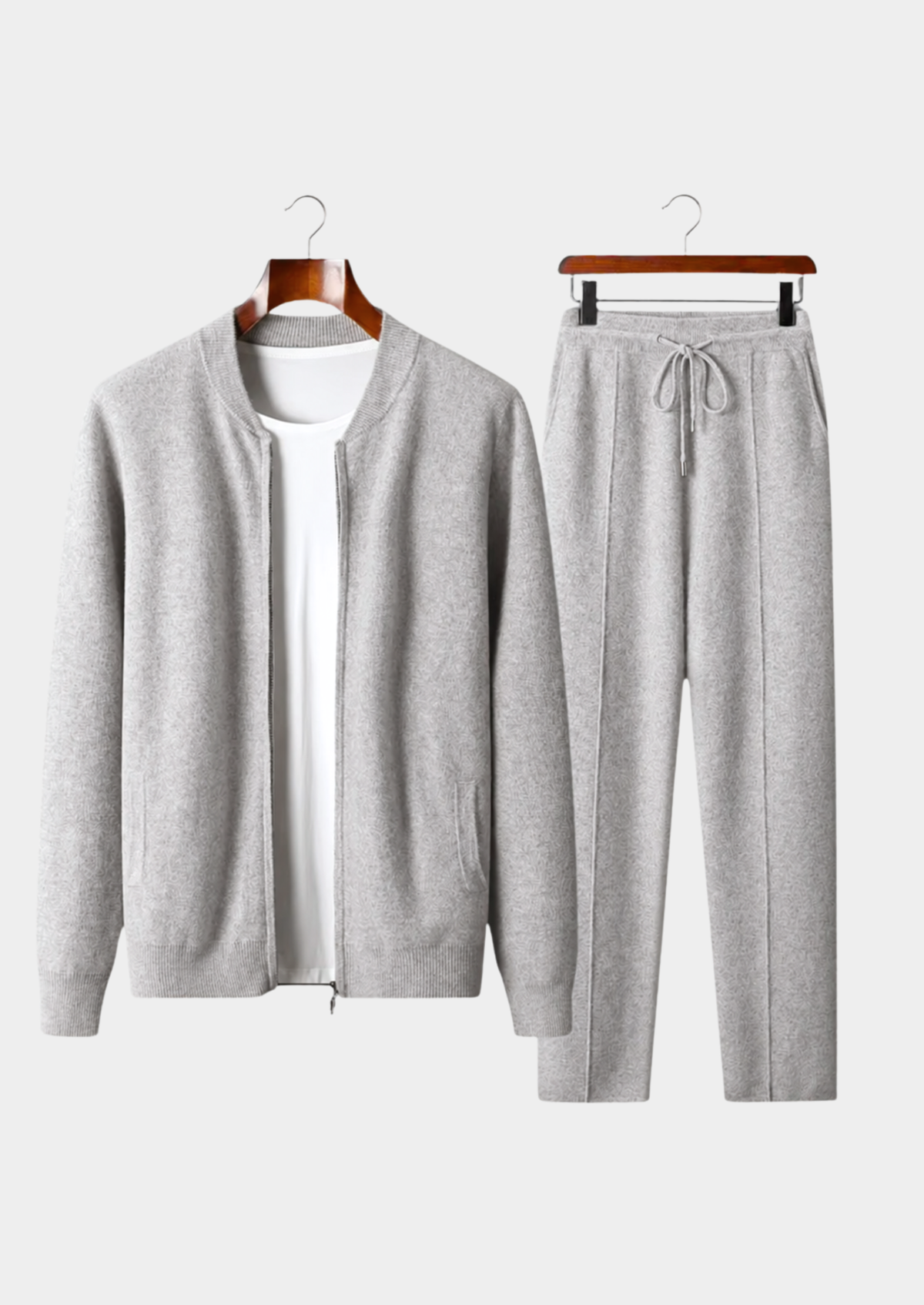 Pure Extra-Fine Merino Wool Light Gray Falconi Set, view 1