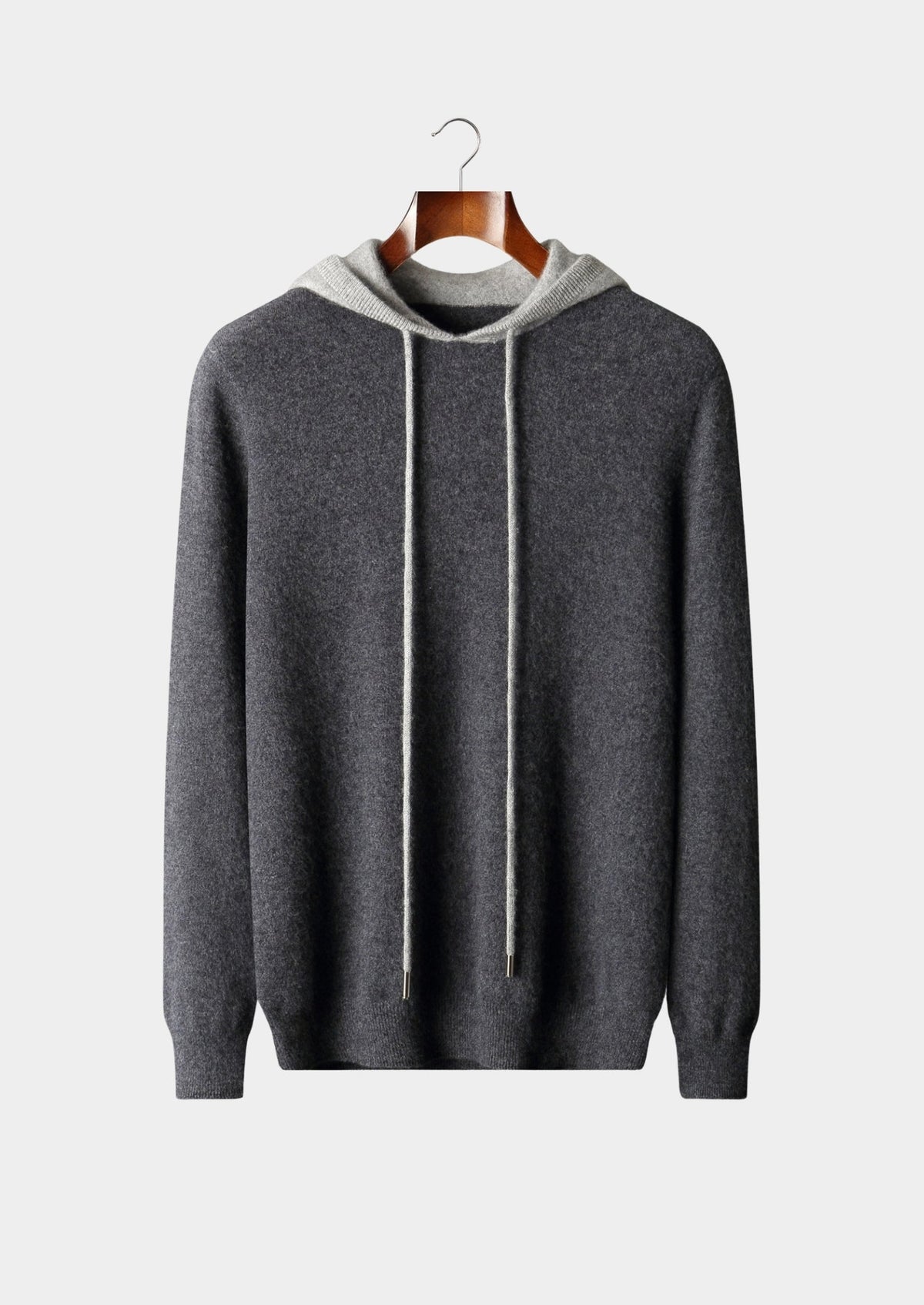 Pure Extra-Fine Merino Wool Two-Tone Leisure Hoodie, view 16