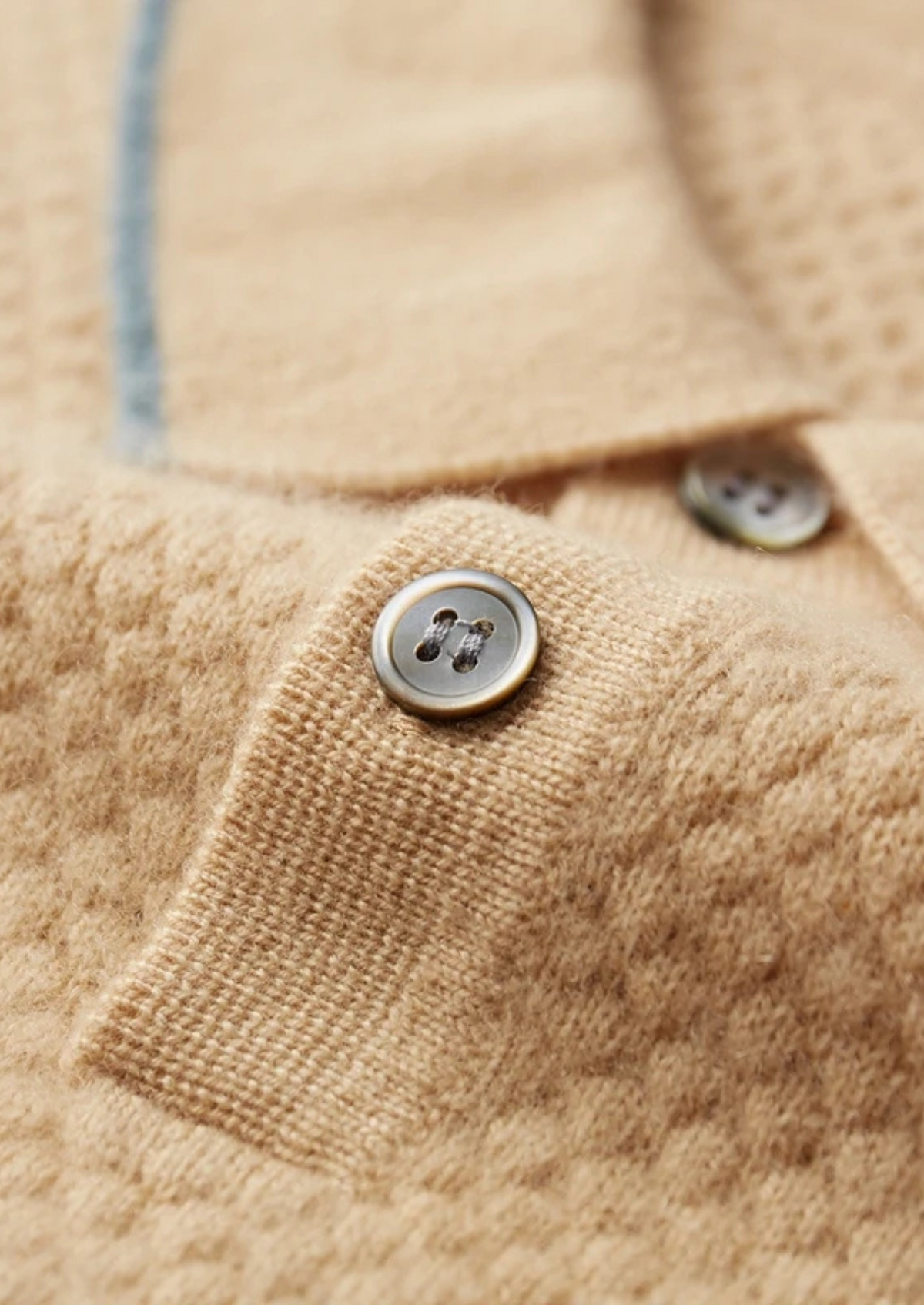 Premium Cashmere Mustard Two-Tone Polo, view 3