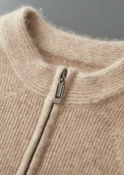 Pure Extra-Fine Merino Wool Ribbed Zip Cardigan, view 11