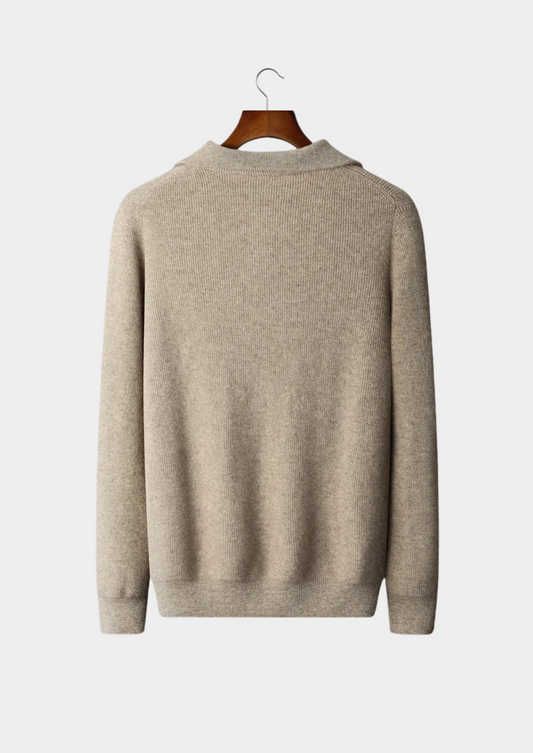 Premium Cashmere Ribbed Half-Zip Sweater, view 2