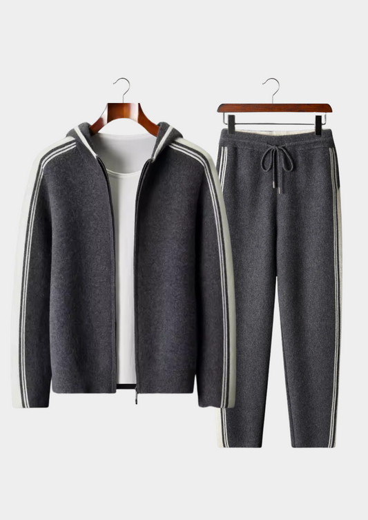Pure Extra-Fine Merino Wool Dark Gray Damien Set, view 1