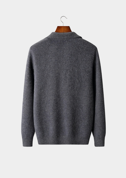 Premium Cashmere Zip Polo Cardigan, view 2