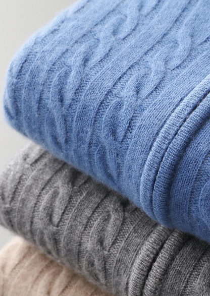 Premium Cashmere Cable Knit Zipper Hoodie, view 10