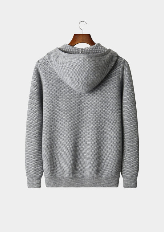 Pure Extra-Fine Merino Wool Jaquard Hoodie, view 2