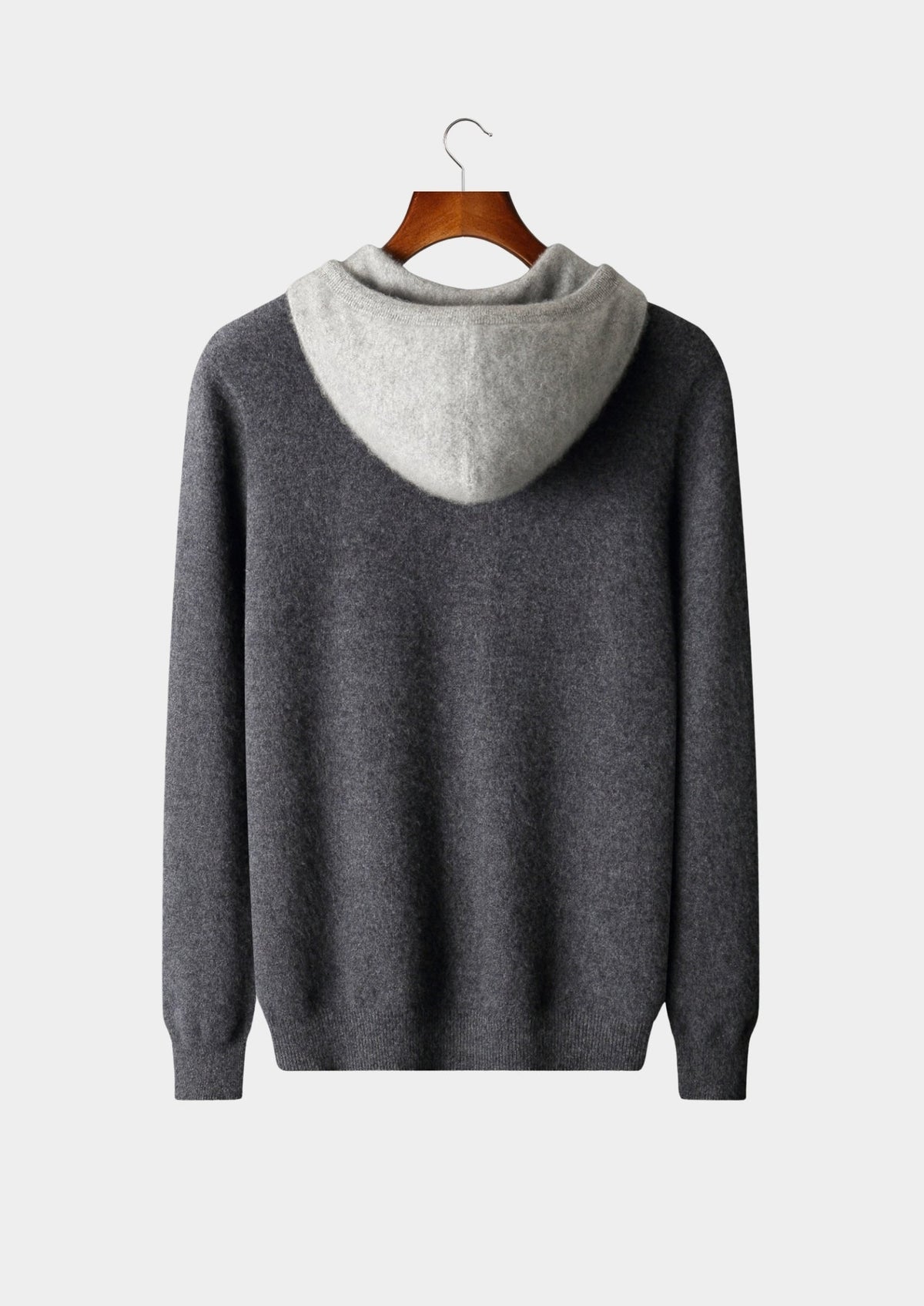 Pure Extra-Fine Merino Wool Two-Tone Leisure Hoodie, view 17