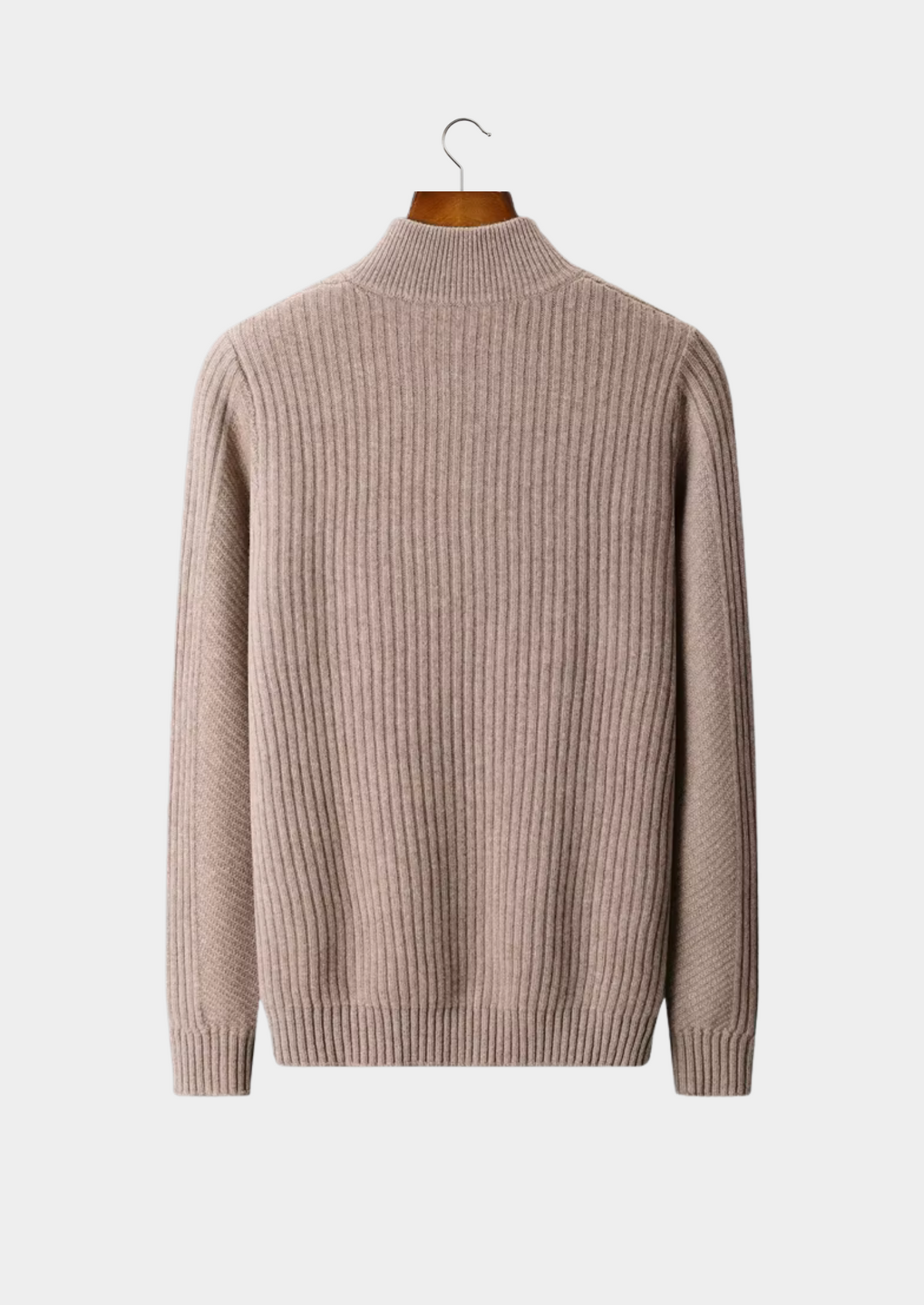 Pure Extra-Fine Merino Wool Ribbed Henley Sweater, view 2