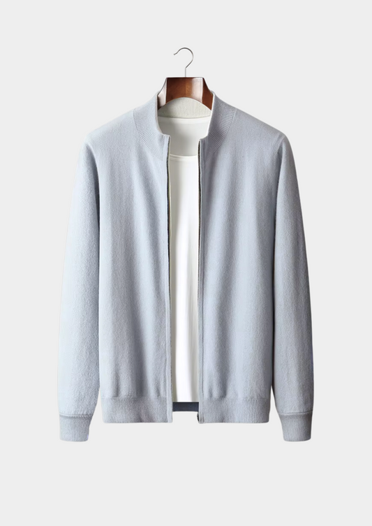 Pure Extra-Fine Merino Wool Zip Cardigan, view 1