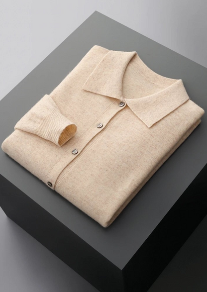 Pure Extra-Fine Merino Wool Polo Cardigan, view 6