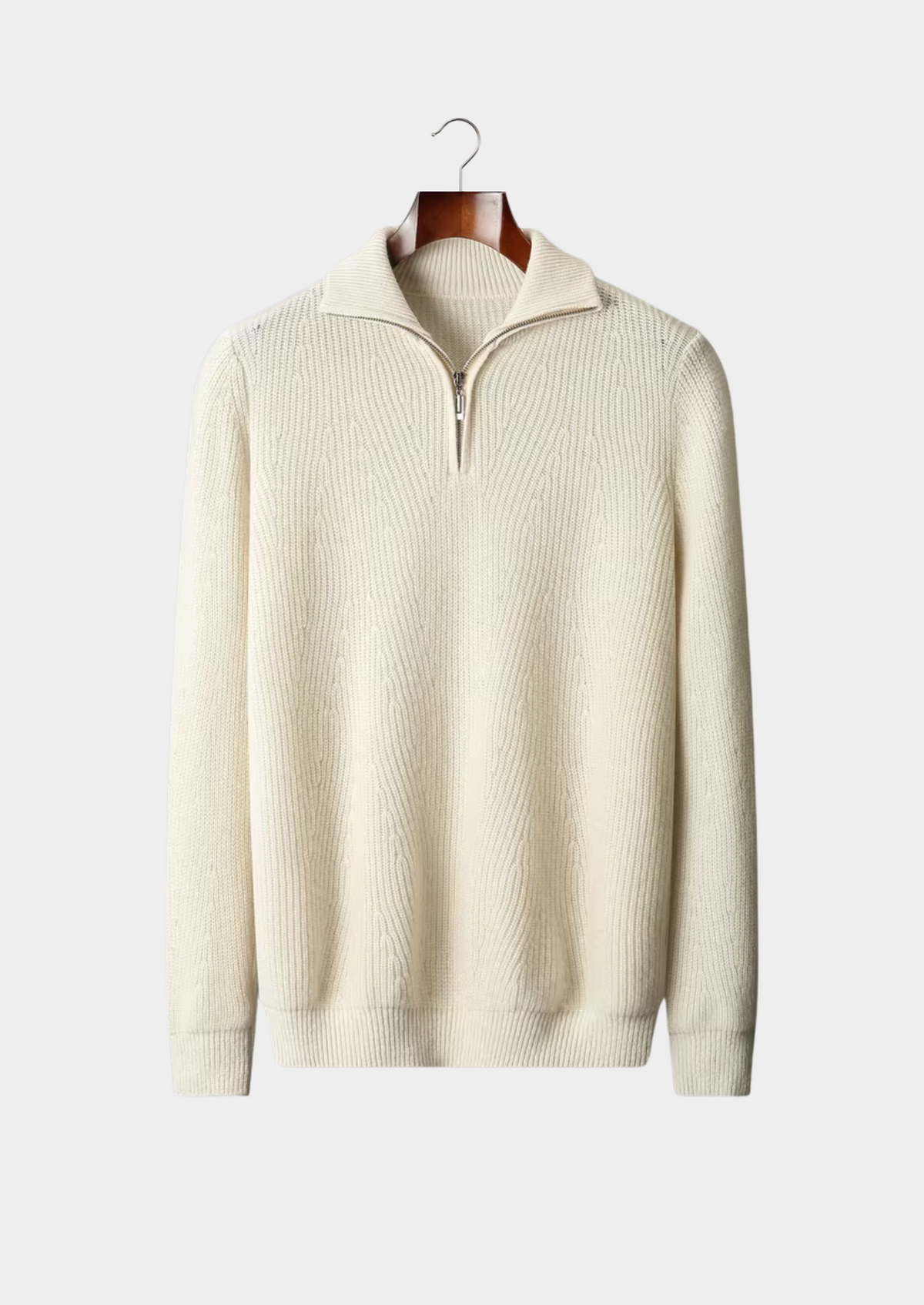 Pure Extra-Fine Merino Wool Ribbed Half-Zip, view 1