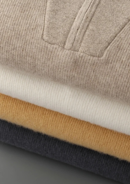Premium Cashmere Ribbed Half-Zip Sweater, view 15