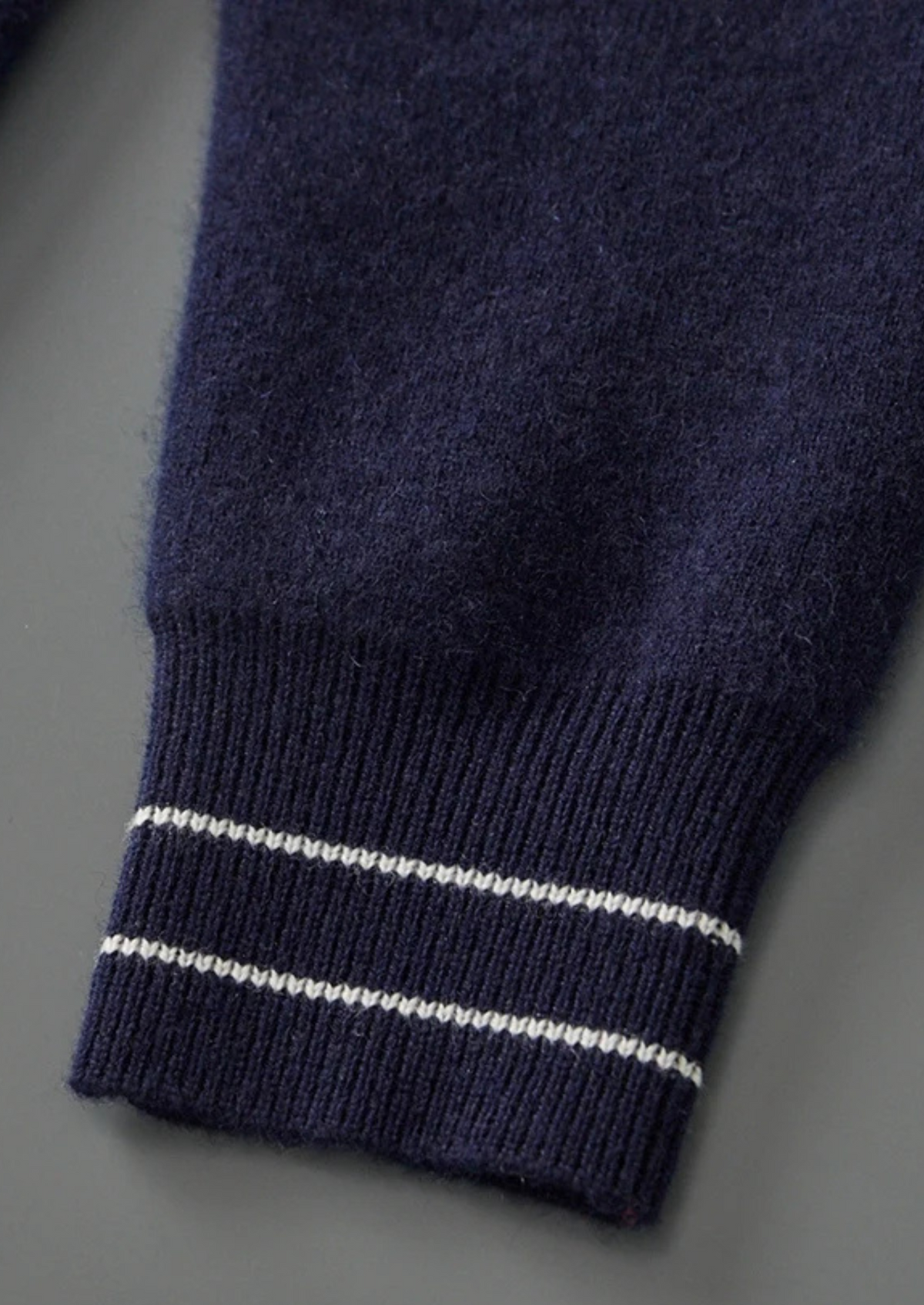 Pure Extra-Fine Merino Wool Two-Tone Polo Cardigan, view 6