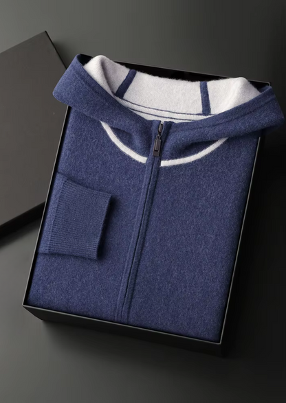Premium Cashmere Two Tone Zipper Hoodie, view 13