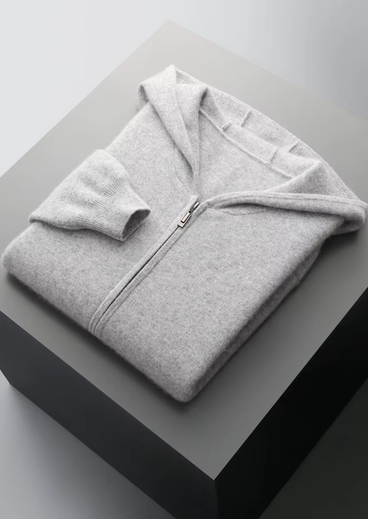Pure Extra-Fine Merino Wool Zipper Hoodie, view 3