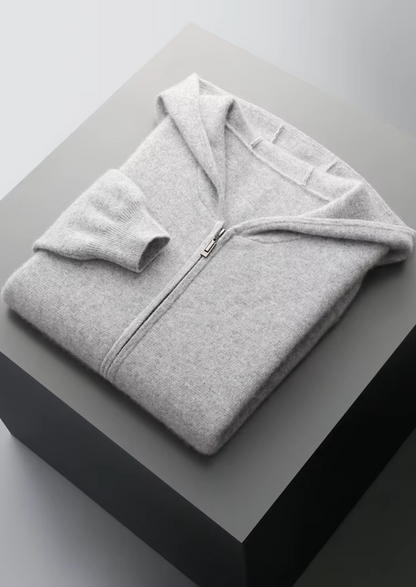 Pure Extra-Fine Merino Wool Zipper Hoodie, view 3