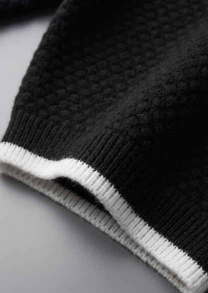 Premium Cashmere Black Two-Tone Polo, view 4