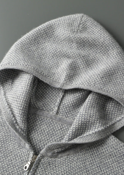 Pure Extra-Fine Merino Wool Jaquard Hoodie, view 5