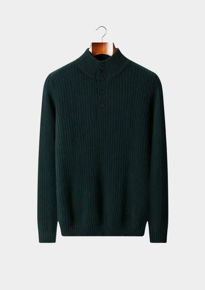 Pure Extra-Fine Merino Wool Ribbed Henley Sweater, view 8