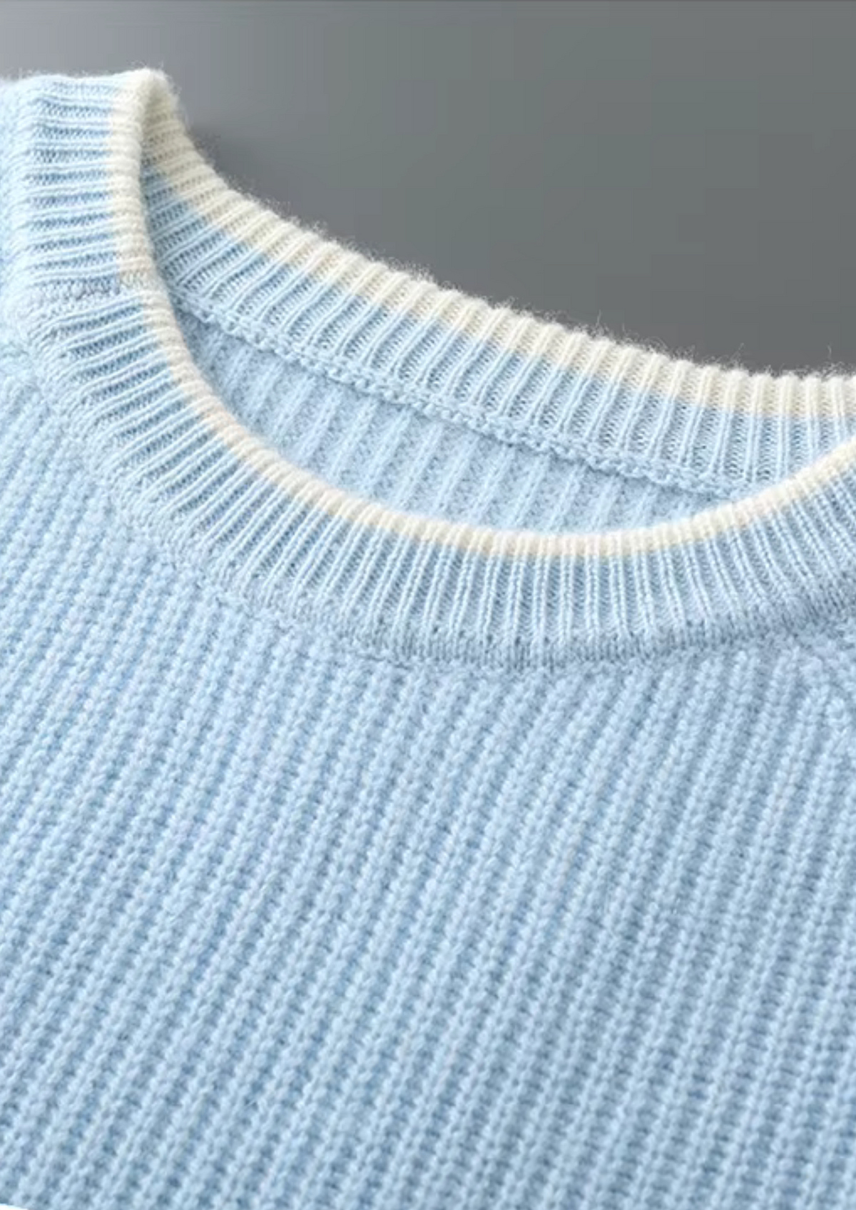 Pure Extra-Fine Merino Wool Two Tone Crewneck, view 9
