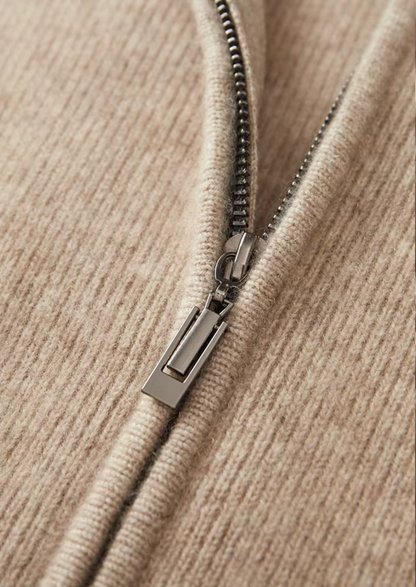 Pure Extra-Fine Merino Wool Ribbed Zip Cardigan, view 13