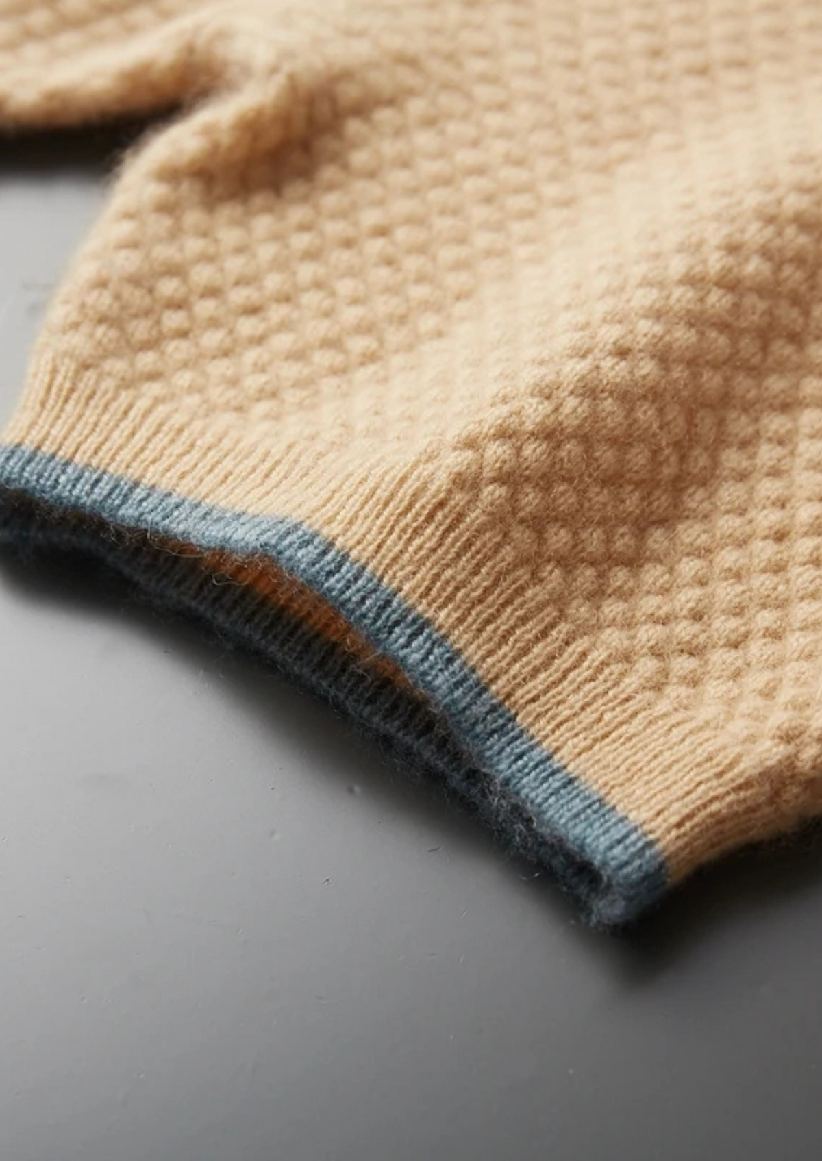 Premium Cashmere Mustard Two-Tone Polo, view 6