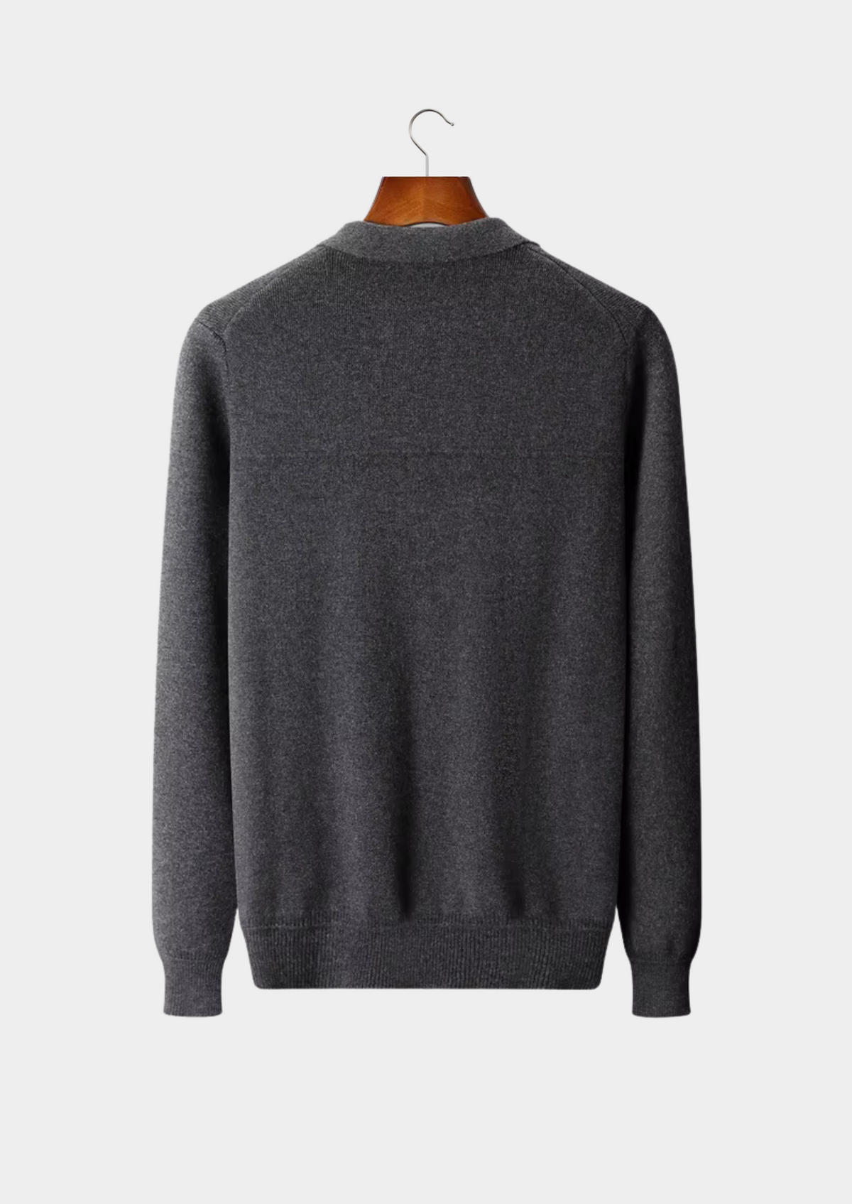 Pure Extra-Fine Merino Wool Ribbed Polo Cardigan, view 2