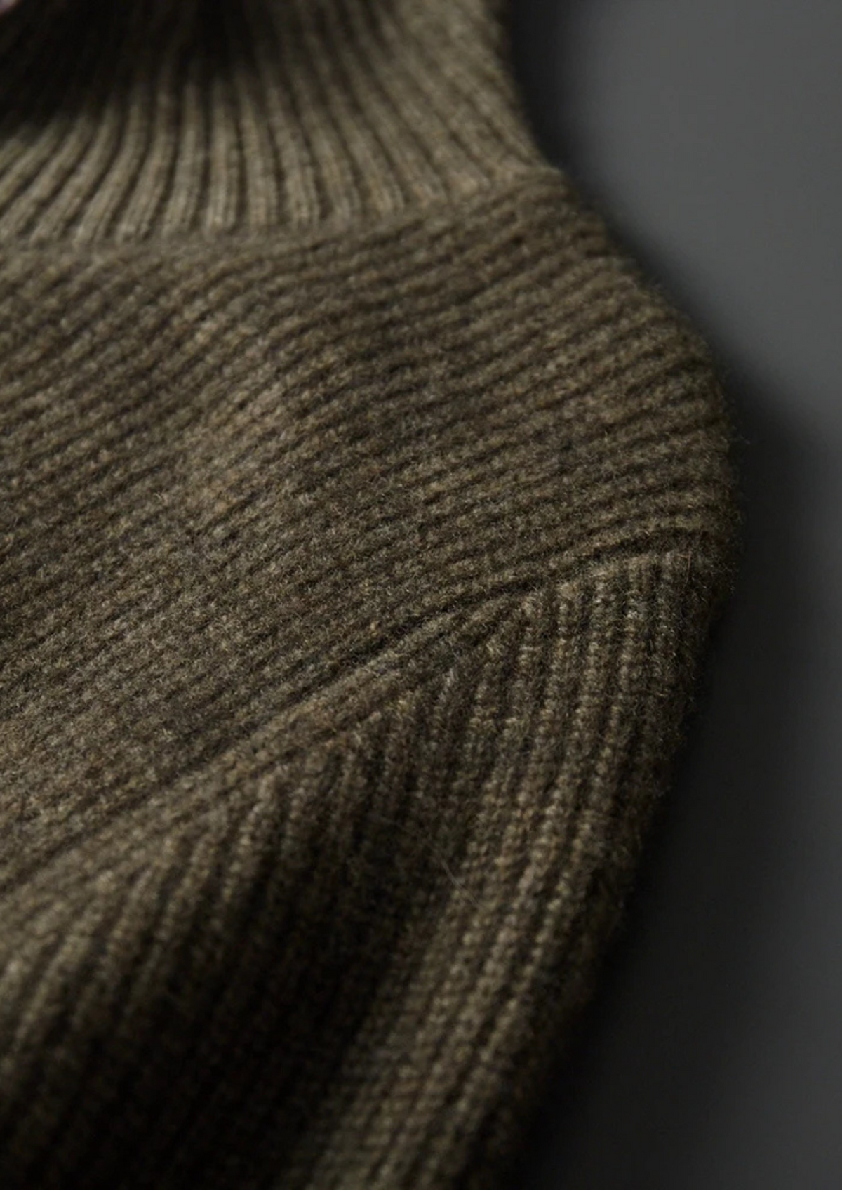 Premium Cashmere Ribbed High Collar Cardigan, view 6