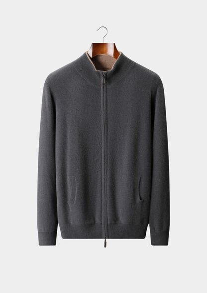 Pure Cashmere Dark Gray Dual Zip Cardigan, view 1