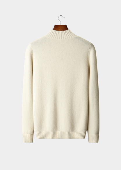 Pure Cashmere Ivory Patterned Mockneck, view 2